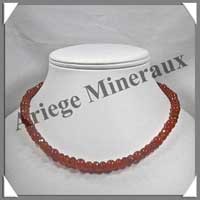 CORNALINE - Collier Compos - Disques Facets 6x4 mm et Perles 8 mm alterns - 42 cm - A001