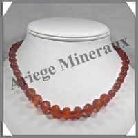 CORNALINE - Collier Compos - Disques Facets 12x8 mm et Perles de 8 mm en dgrad - 47 cm - A002