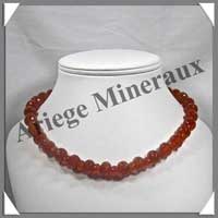 CORNALINE - Collier Disques Facets 8x6 mm et 12x8 mm en altern - 44 cm - A004