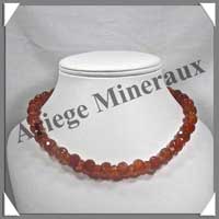 CORNALINE - Collier Disques Facets 8x6 mm et 12x8 mm en altern - 43 cm - A005