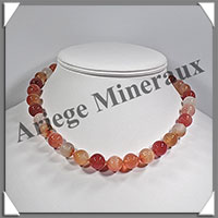 CORNALINE - Collier Perles 12 mm - 43 cm - M002