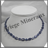 CYANITE - Collier Compos - Ovales 12x8 mm et Disques 6 mm alterns - 42 cm - C012