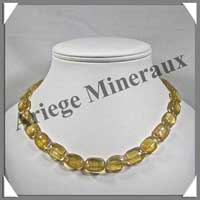 FLUORITE JAUNE - Collier Compos - Ovales et Rectangles 16x12 mm alterns - 45 cm - M001