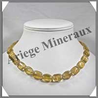 FLUORITE JAUNE - Collier Compos - Ovales et Rectangles 12x16 mm alterns - 44 cm - M002