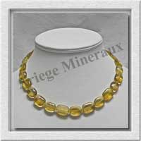 FLUORITE JAUNE - Collier Compos - Ovales et Rectangles 16x12 mm alterns - 45 cm - M004