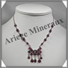GRENAT Cristallis - Collier Argent - 24 Cabochons - 42 cm - P001 Malawi