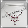 GRENAT Cristallis - Collier Argent - 18 Cabochons - 42 cm - P004 Malawi