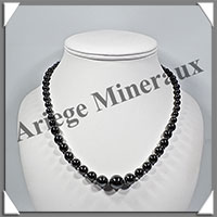 HEMATITE Magntique - Collier Perles 4  12 mm en dgrad - 43 cm - M002