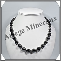 HEMATITE Magntique - Collier Perles 8  12 mm en dgrad - 47 cm - M001