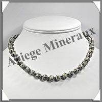 JASPE DALMATIEN - Collier Perles 8 mm - 44 cm - M001