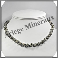 JASPE DALMATIEN - Collier Perles 8 mm - 44 cm - M002