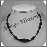 JAIS - Collier Compos - Perles Anciennes Facetes - 45 cm - B001 France