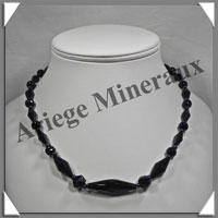 JAIS - Collier Compos - Perles Anciennes Facetes - 45 cm - B002