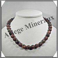 JASPE LEOPARD - Collier Perles 12 mm - 47 cm - M001