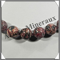 JASPE LEOPARD - Collier Perles 12 mm - 47 cm - M001