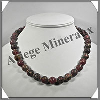 JASPE LEOPARD - Collier Perles 12 mm - 47 cm - M002