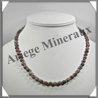 JASPE LEOPARD - Collier Perles 6 mm - 45 cm - M001