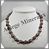 JASPE LEOPARD - Collier Perles 6 et 12 mm en altern - 48 cm - M003 Mexique
