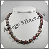 JASPE LEOPARD - Collier Perles 6 et 12 mm en altern - 48 cm - M003