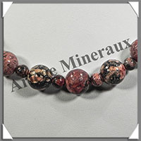 JASPE LEOPARD - Collier Perles 6 et 12 mm en altern - 48 cm - M003