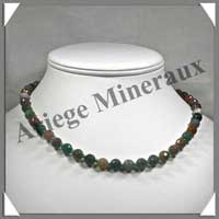 JASPE OCEAN - Collier Perles Facetes 8 mm - 47 cm - A004