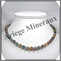 JASPE OCEAN - Collier Perles Facetes 8 mm - 44 cm - A010