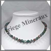 JASPE OCEAN - Collier Perles Facetes 8 mm - 44 cm - A012