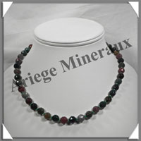 JASPE OCEAN - Collier Perles Facetes 8 mm - 43 cm - A018