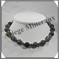 JASPE OCEAN - Collier Perles 13 mm et Perles Facetes 8 mm en altern - 44 cm - A002