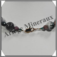 JASPE OCEAN - Collier Perles 13 mm et Perles Facetes 8 mm en altern - 44 cm - A002