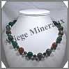 JASPE OCEAN - Collier Perles 13 mm et Perles Facetes 8 mm en altern - 50 cm - A004 Inde