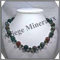JASPE OCEAN - Collier Perles 13 mm et Perles Facetes 8 mm en altern - 50 cm - A004