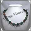 JASPE OCEAN - Collier Perles 13 mm et Perles Facetes 8mm en altern - 50 cm - A005 Inde