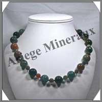 JASPE OCEAN - Collier Perles 13 mm et Perles Facetes 8mm en altern - 50 cm - A005