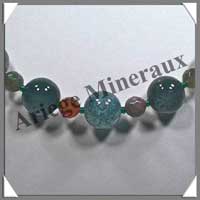 JASPE OCEAN - Collier Perles 13 mm et Perles Facetes 8mm en altern - 50 cm - A005