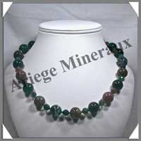JASPE OCEAN - Collier Perles 13 mm et Perles Facetes 8 mm en altern - 50 cm - A006