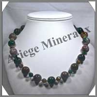 JASPE OCEAN - Collier Perles 13 mm et Perles Facetes 8 mm en altern - 50 cm - A007