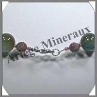 JASPE OCEAN - Collier Perles 13 mm et Perles Facetes 8 mm en altern - 50 cm - A007