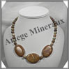 JASPE PAYSAGE - Collier Compos - 3 Ovales 25x25 mm et Perles 8 mm en dgrad - 44 cm - C001 Brsil