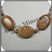 JASPE PAYSAGE - Collier Compos - 3 Ovales 25x25 mm et Perles 8 mm en dgrad - 44 cm - C001