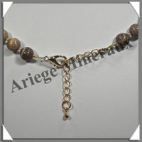 JASPE PAYSAGE - Collier Compos - 3 Ovales 25x25 mm et Perles 8 mm en dgrad - 43 cm - C002