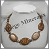 JASPE PAYSAGE - Collier Compos - 5 Ovales 25x25 mm et Perles 8 mm en dgrad - 44 cm - C003 Brsil