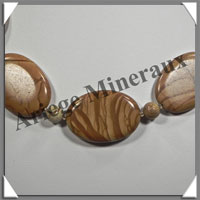 JASPE PAYSAGE - Collier Compos - 5 Ovales 25x25 mm et Perles 8 mm en dgrad - 44 cm - C003