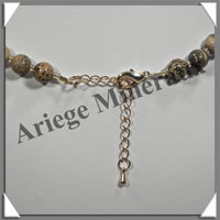 JASPE PAYSAGE - Collier Compos - 5 Ovales 25x25 mm et Perles 8 mm en dgrad - 44 cm - C003