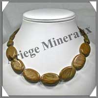 JASPE PAYSAGE - Collier Compos - 7 Ovales 30x20 et 16x12 mm en dgrad - 47 cm - M002