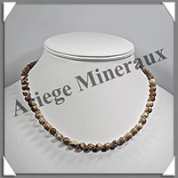 JASPE PAYSAGE- Collier Perles 6 mm - 45 cm - M002
