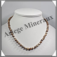 JASPE PAYSAGE- Collier Perles 6 mm - 45 cm - M003