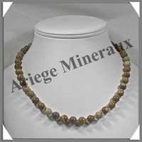 JASPE PAYSAGE- Collier Perles 8 mm - 44 cm - M003