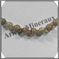 JASPE PAYSAGE- Collier Perles 8 mm - 41 cm - M005