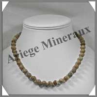 JASPE PAYSAGE- Collier Perles 8 mm - 44 cm - M006